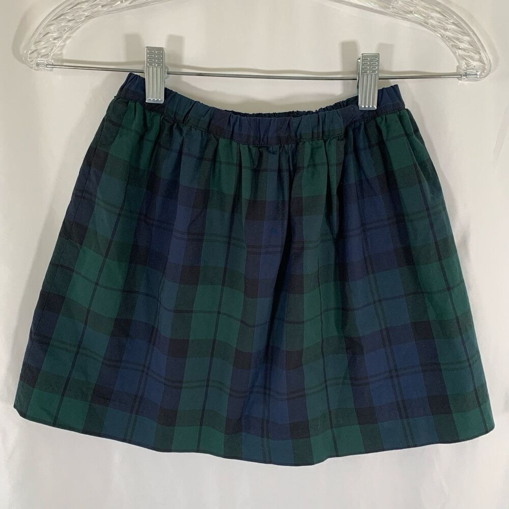 New Crewcuts Skirt Girls 6 7 Green Blue Plaid Pull On Elastic Waist - Picture 4 of 5